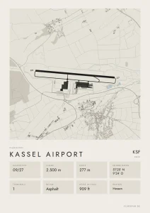 Poster Flughafen Kassel (KSF/EDVK), Stil Minimal