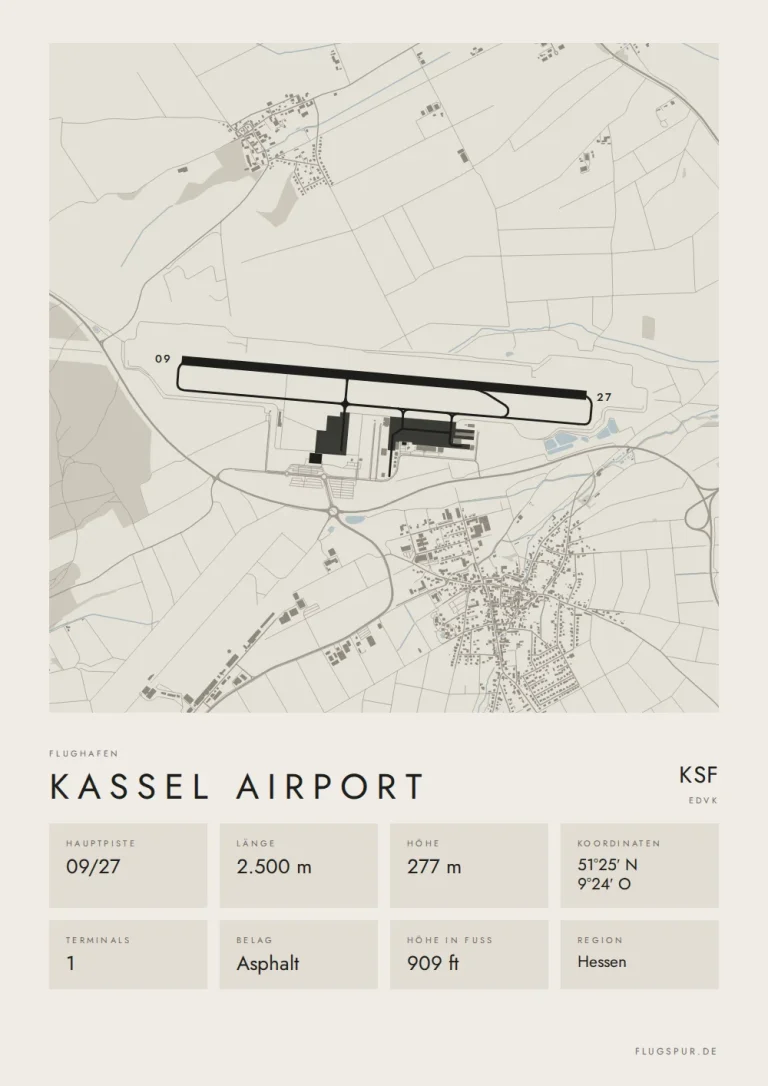Poster Flughafen Kassel (KSF/EDVK), Stil Minimal