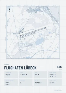 Poster Flughafen Lübeck-Blankensee (LBC/EDHL), Stil Technical hell