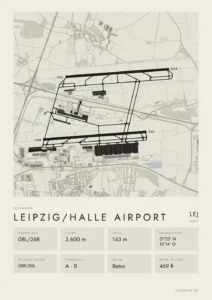 Poster Flughafen Leipzig/Halle (LEJ/EDDP), Stil Minimal