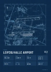 Poster Flughafen Leipzig/Halle (LEJ/EDDP), Stil Technical