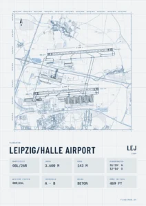Poster Flughafen Leipzig/Halle (LEJ/EDDP), Stil Technical hell
