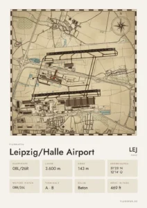 Poster Flughafen Leipzig/Halle (LEJ/EDDP), Stil Vintage