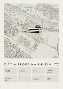 Poster Flughafen Mannheim (MHG/EDFM), Stil Minimal