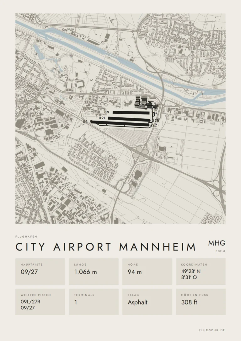 Poster Flughafen Mannheim (MHG/EDFM), Stil Minimal