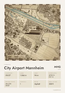 Poster Flughafen Mannheim (MHG/EDFM), Stil Vintage