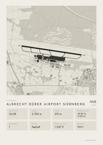 Poster Flughafen Nürnberg (NUE/EDDN), Stil Minimal