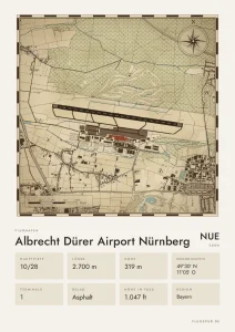 Poster Flughafen Nürnberg (NUE/EDDN), Stil Vintage