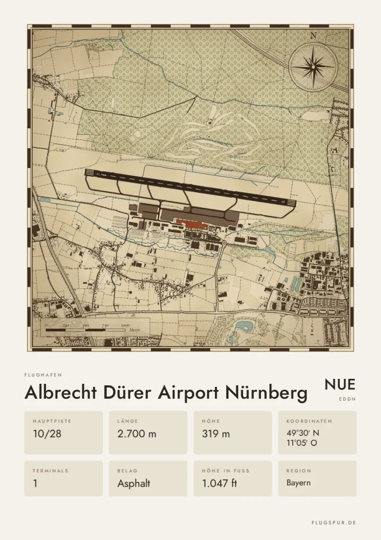 Poster Flughafen Nürnberg (NUE/EDDN), Stil Vintage
