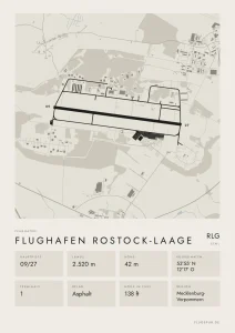 Poster Flughafen Rostock-Laage (RLG/ETNL), Stil Minimal