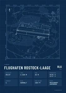 Poster Flughafen Rostock-Laage (RLG/ETNL), Stil Technical