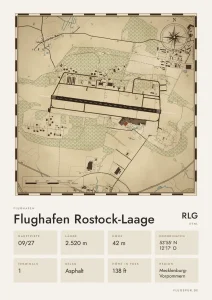 Poster Flughafen Rostock-Laage (RLG/ETNL), Stil Vintage