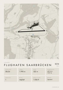 Poster Flughafen Saarbrücken (SCN/EDDR), Stil Minimal