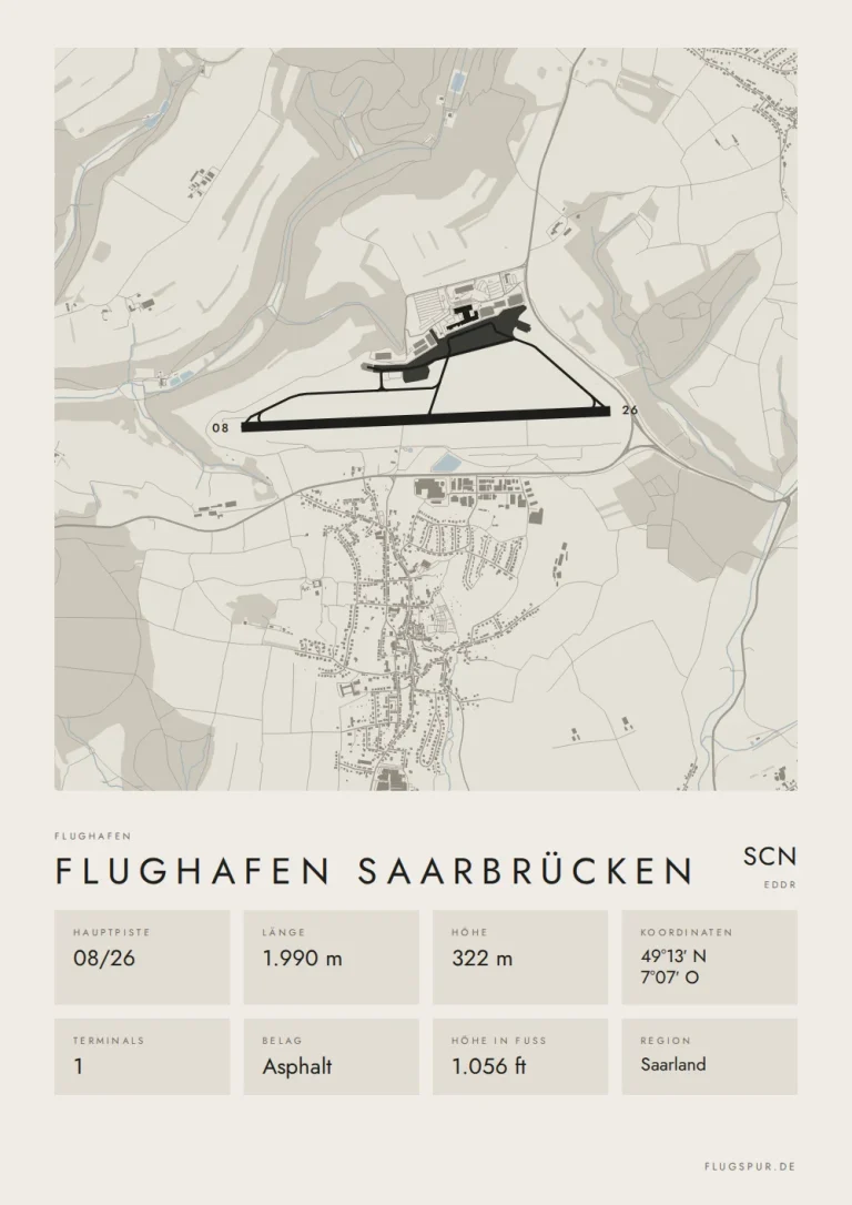 Poster Flughafen Saarbrücken (SCN/EDDR), Stil Minimal