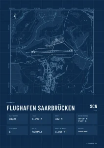 Poster Flughafen Saarbrücken (SCN/EDDR), Stil Technical