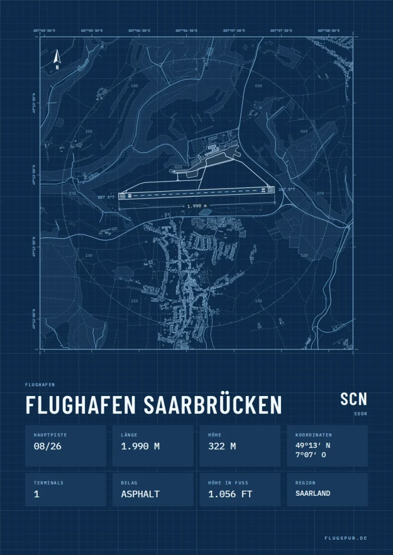 Poster Flughafen Saarbrücken (SCN/EDDR), Stil Technical