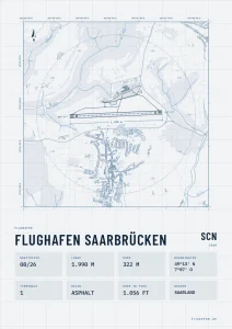 Poster Flughafen Saarbrücken (SCN/EDDR), Stil Technical hell