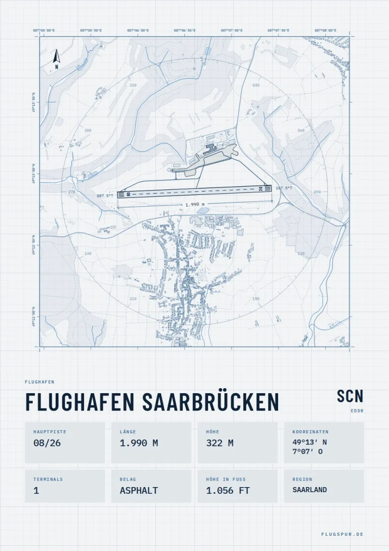 Poster Flughafen Saarbrücken (SCN/EDDR), Stil Technical hell
