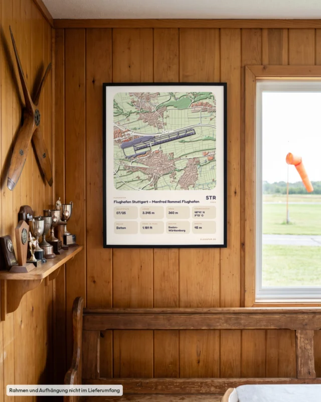 Poster Flughafen Stuttgart (STR/EDDS) im Clubheim, Stil Clay