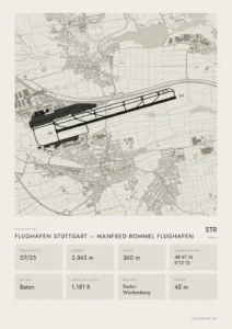 Poster Flughafen Stuttgart (STR/EDDS), Stil Minimal