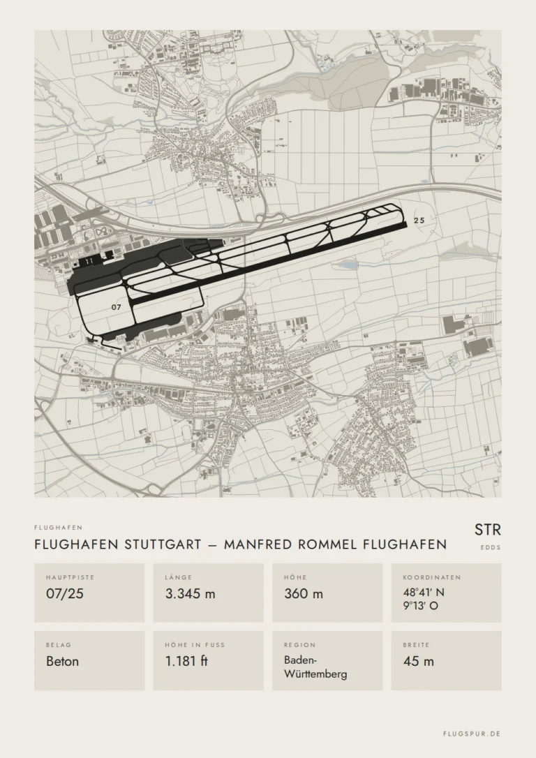 Poster Flughafen Stuttgart (STR/EDDS), Stil Minimal