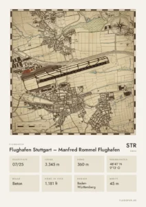 Poster Flughafen Stuttgart (STR/EDDS), Stil Vintage