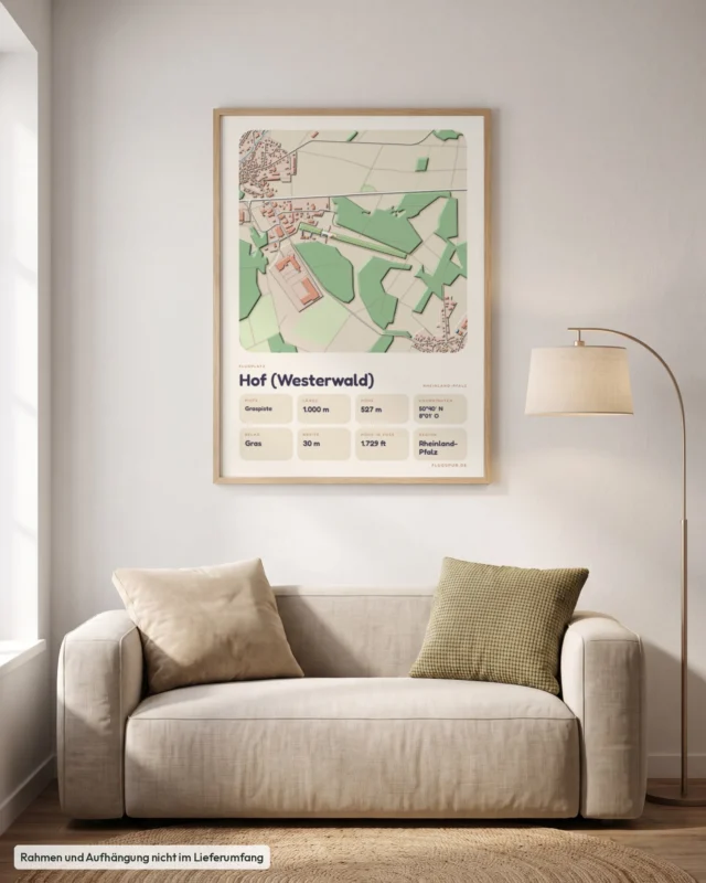 Poster Flugplatz Hof (Westerwald) im Wohnzimmer, Stil Clay