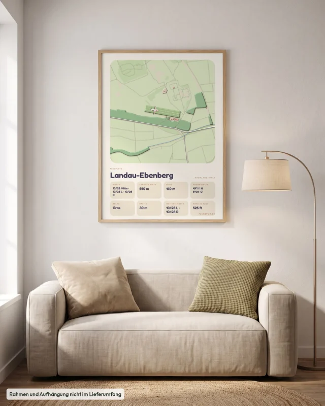Poster Landau-Ebenberg im Stil Clay: Wohnzimmer – Sofa, Eiche