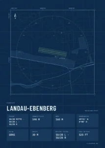 Poster Landau-Ebenberg im Stil Technical