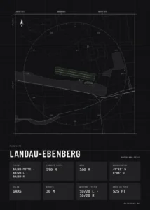 Poster Landau-Ebenberg im Stil Technical schwarz