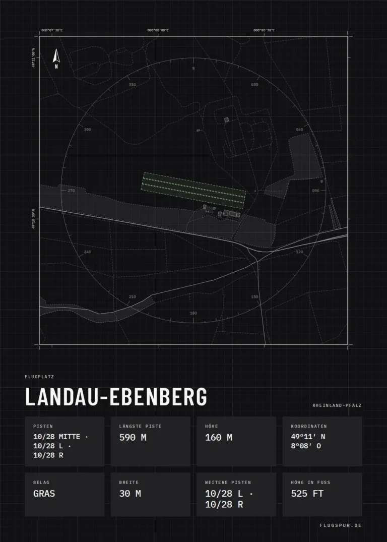 Poster Landau-Ebenberg im Stil Technical schwarz