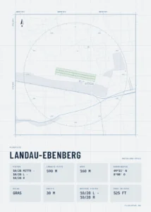 Poster Landau-Ebenberg im Stil Technical hell