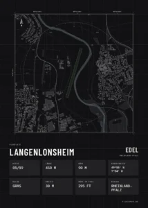 Poster Langenlonsheim im Stil Technical schwarz