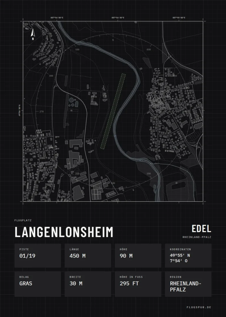 Poster Langenlonsheim im Stil Technical schwarz