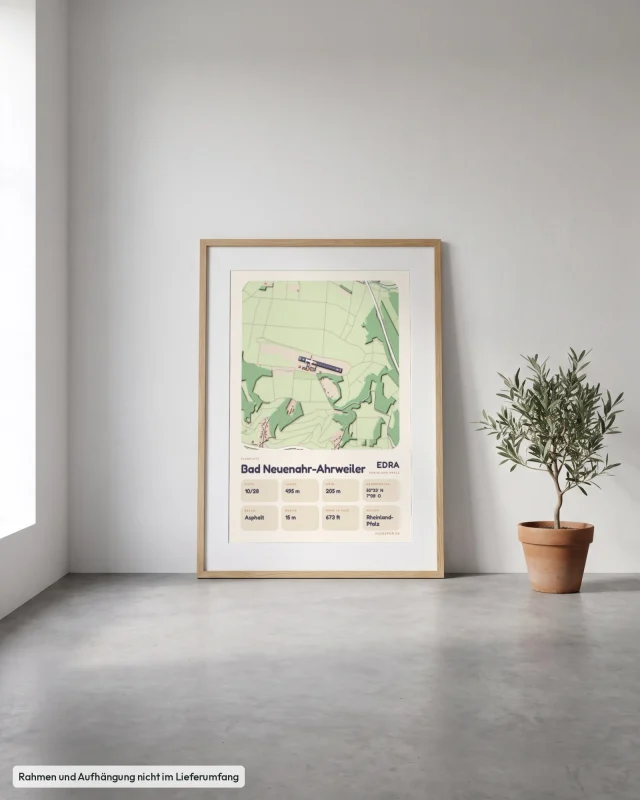 Poster Bad Neuenahr-Ahrweiler im Stil Clay: Angelehnt – Eiche mit Passepartout, Betonboden