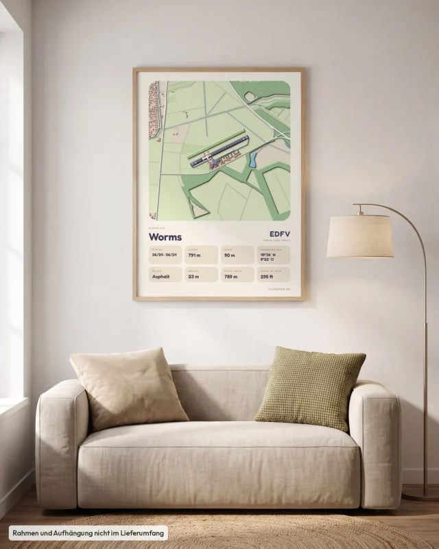Poster Worms im Stil Clay: Wohnzimmer – Sofa, Eiche