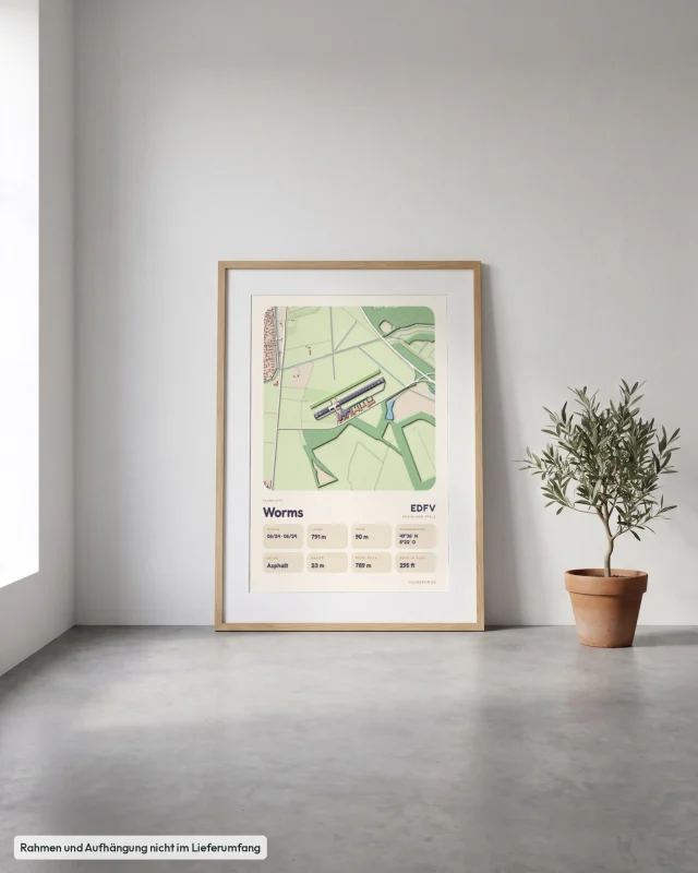 Poster Worms im Stil Clay: Angelehnt – Eiche mit Passepartout, Betonboden