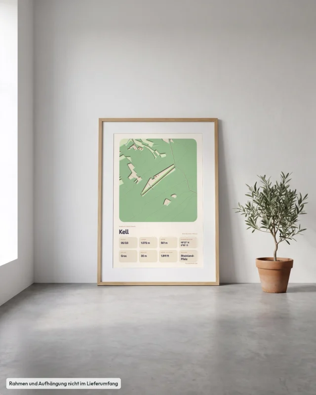 Poster Kell im Stil Clay: Angelehnt – Eiche mit Passepartout, Betonboden