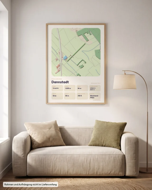 Poster Dannstadt im Stil Clay: Wohnzimmer – Sofa, Eiche