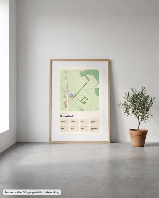 Poster Dannstadt im Stil Clay: Angelehnt – Eiche mit Passepartout, Betonboden