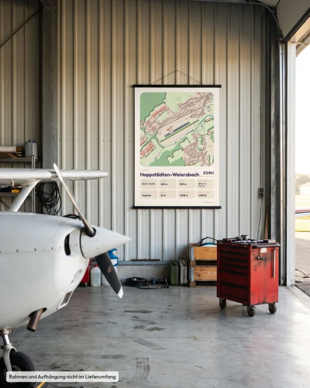 Poster Hoppstädten-Weiersbach im Stil Clay: Hangar Motorflug – Cessna-Nase, Posterleiste
