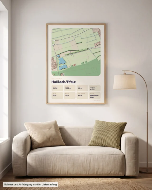 Poster Segelfluggelände Haßloch/Pfalz im Wohnzimmer, Stil Clay
