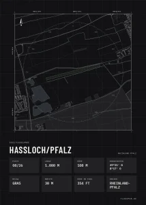 Poster Segelfluggelände Haßloch/Pfalz, Stil Technical schwarz
