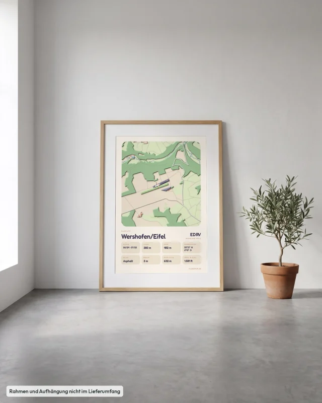Poster Wershofen/Eifel im Stil Clay: Angelehnt – Eiche mit Passepartout, Betonboden