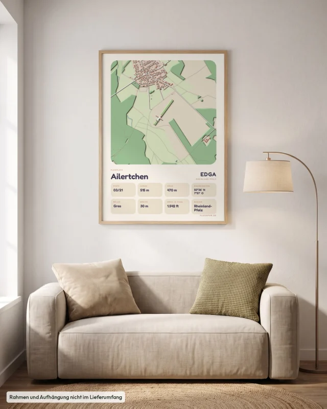 Poster Ailertchen im Stil Clay: Wohnzimmer – Sofa, Eiche