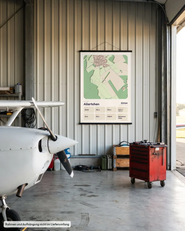 Poster Ailertchen im Stil Clay: Hangar Motorflug – Cessna-Nase, Posterleiste
