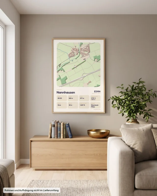 Poster Flugplatz Nannhausen (EDRN) im Wohnzimmer, Stil Clay