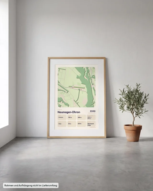Poster Neumagen-Dhron im Stil Clay: Angelehnt – Eiche mit Passepartout, Betonboden