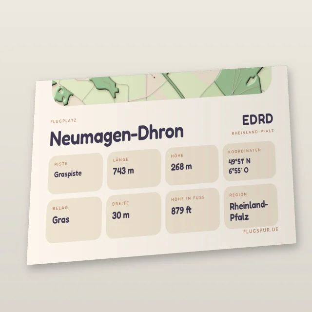 Poster Neumagen-Dhron im Stil Clay: Detailansicht von Name, Kennung, Piste und Koordinaten