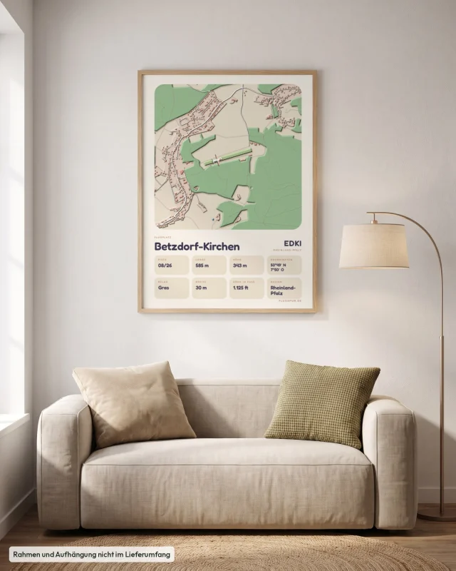 Poster Betzdorf-Kirchen im Stil Clay: Wohnzimmer – Sofa, Eiche